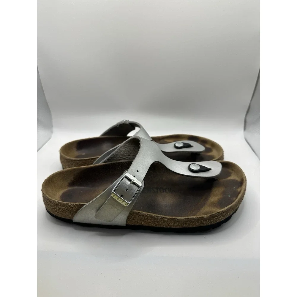 Birkenstock Gizeh Women's‎ Size 38 Metallic Gray Birko Summer Sandals 7-7.5 US